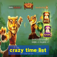 crazy time list